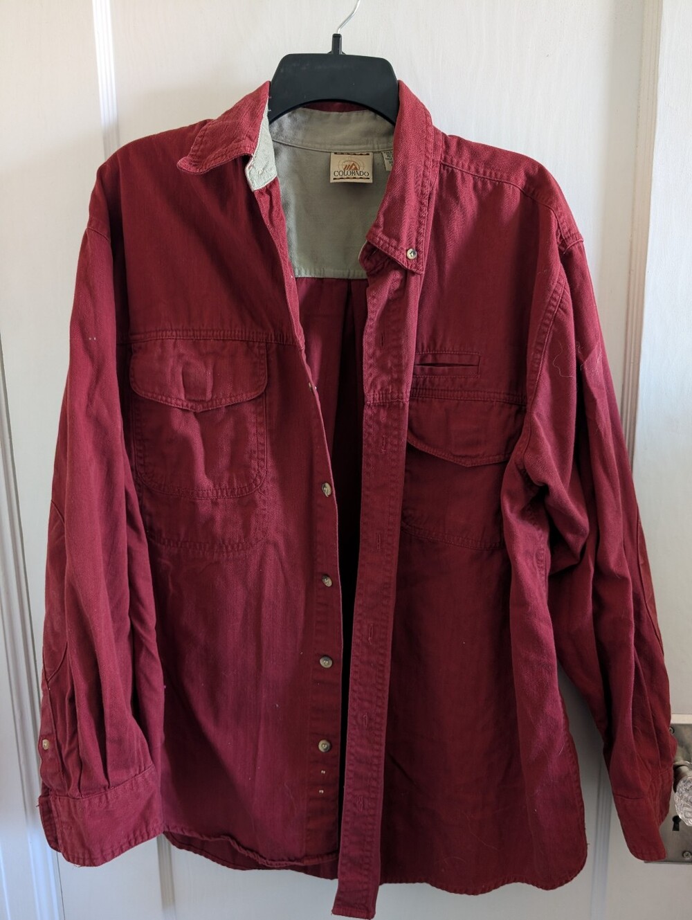 Colorado Men's Corduroy Button-Up Shirt Jacket in Deep Burgundy